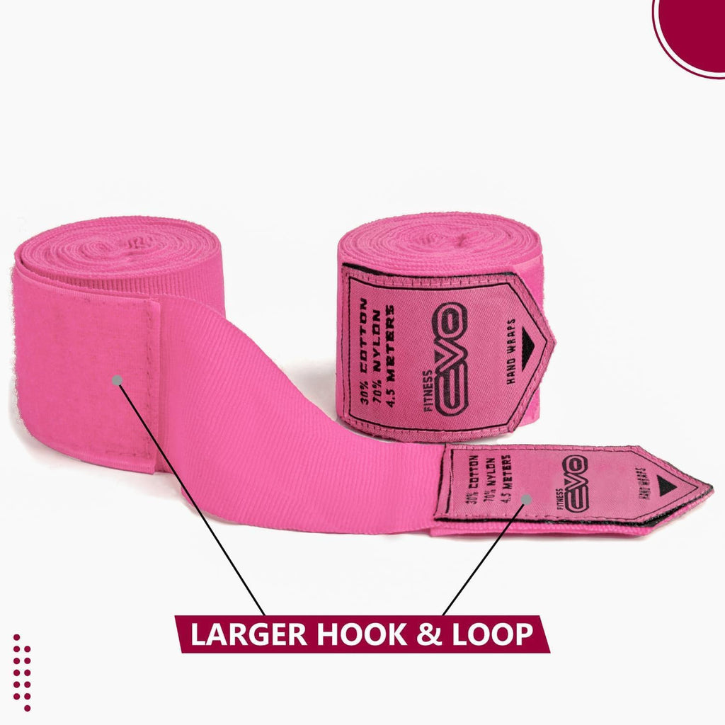 EVO Fitness Bandages Boxing Hand Wraps Elasticated 4.5 meter MMA Martial Arts Inner Gloves Mitts Protector Muay Thai Kick Boxing