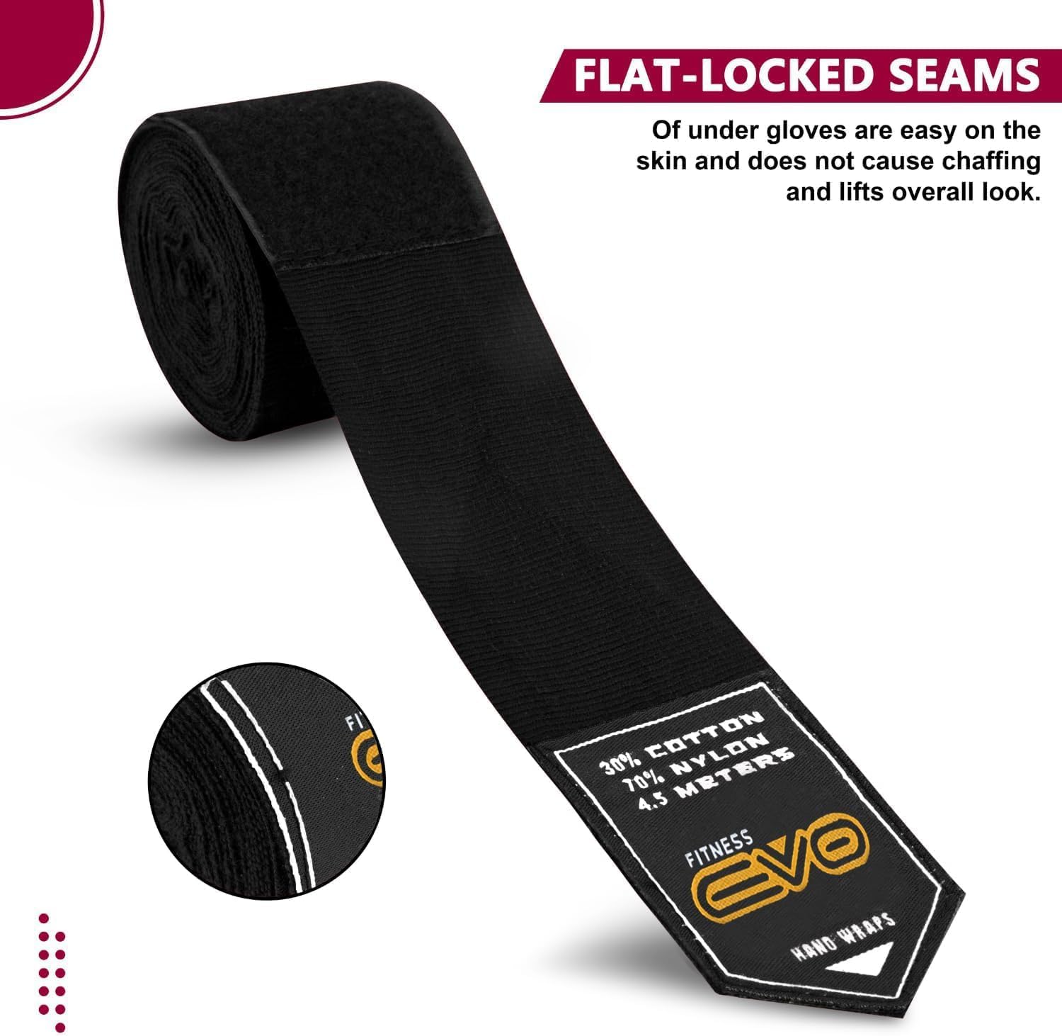 EVO Fitness Bandages Boxing Hand Wraps Elasticated 4.5 meter MMA Martial Arts Inner Gloves Mitts Protector Muay Thai Kick Boxing