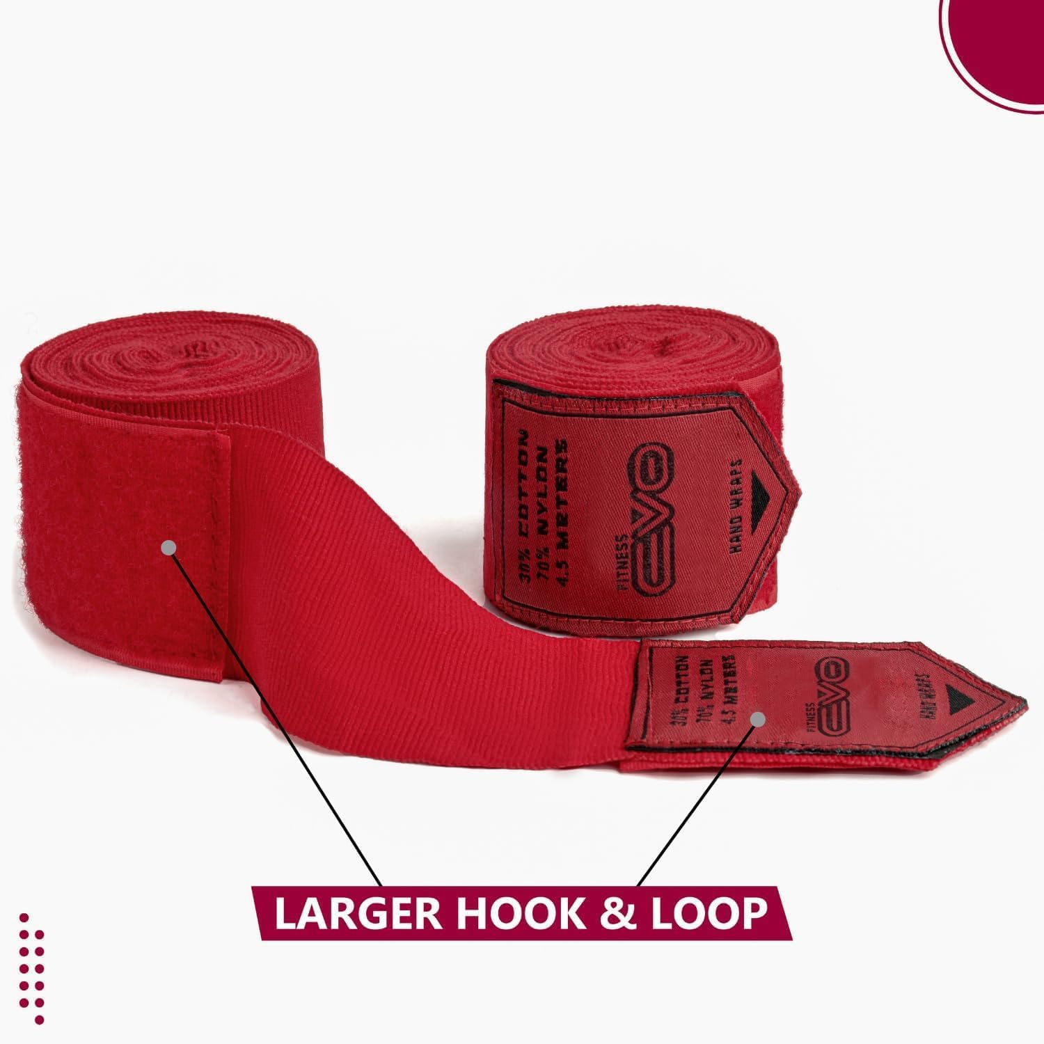 EVO Fitness Bandages Boxing Hand Wraps Elasticated 4.5 meter MMA Martial Arts Inner Gloves Mitts Protector Muay Thai Kick Boxing