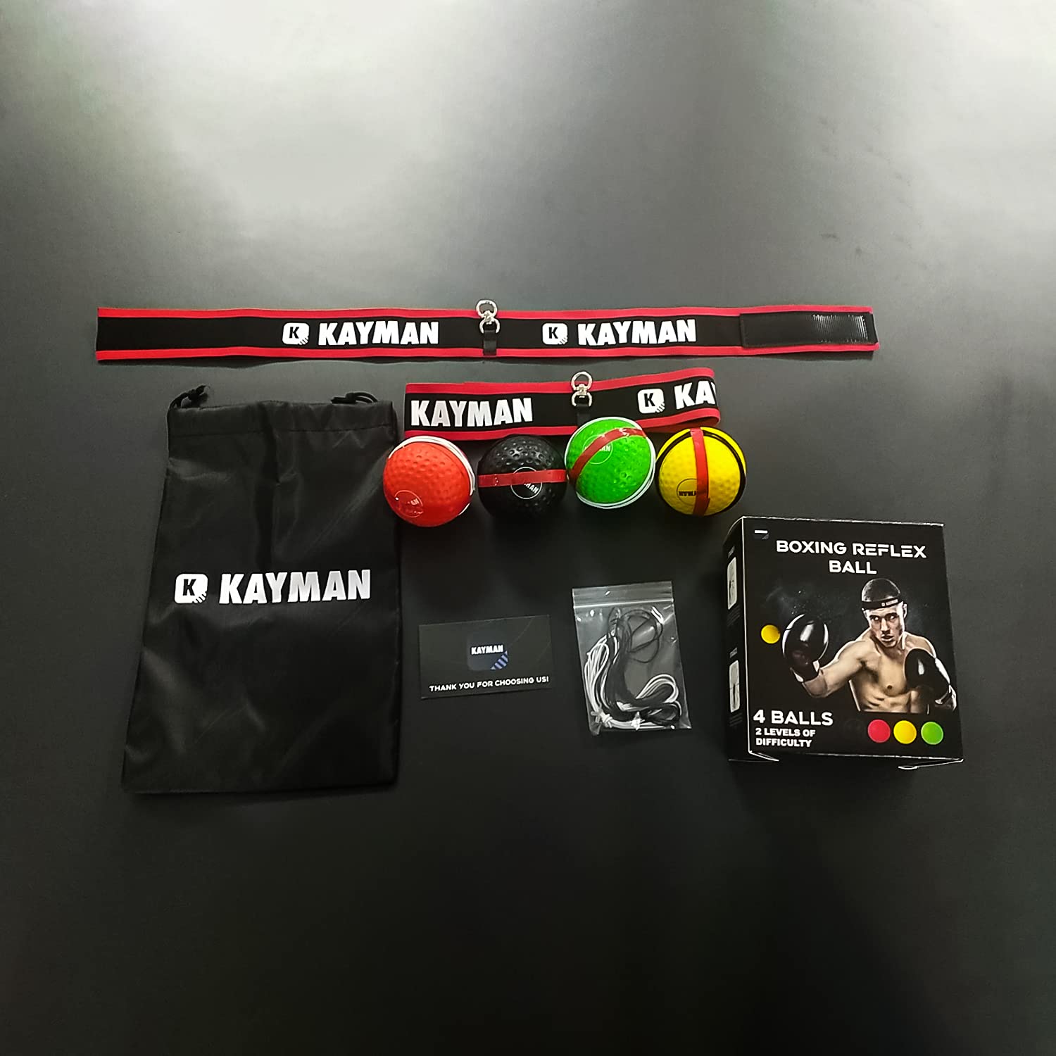 KAYMAN Boxing Reflex Ball – Headband Attached MMA Punch Training Ball, Speed & Reaction Fitness Equipment for Martial Arts, Combat Sports & Gym Exercise – Suitable for Adults & Children