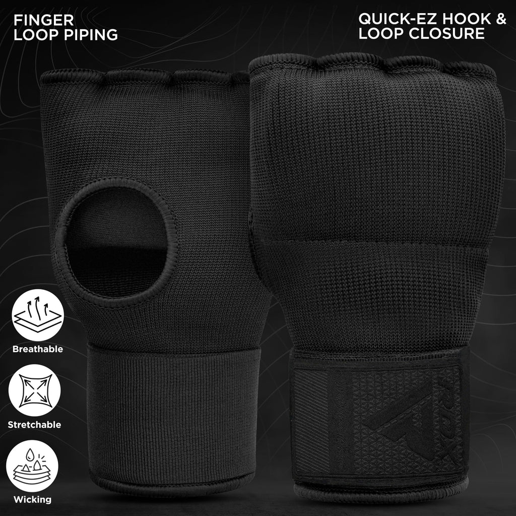RDX Gel Boxing Hand Wraps Inner Gloves for Men Women, Quick 100cm Long Wrist Straps, Elasticated Padded Fist Hand Protection, Adults Kids, Muay Thai MMA Martial Arts Training Under Mitt Bandages