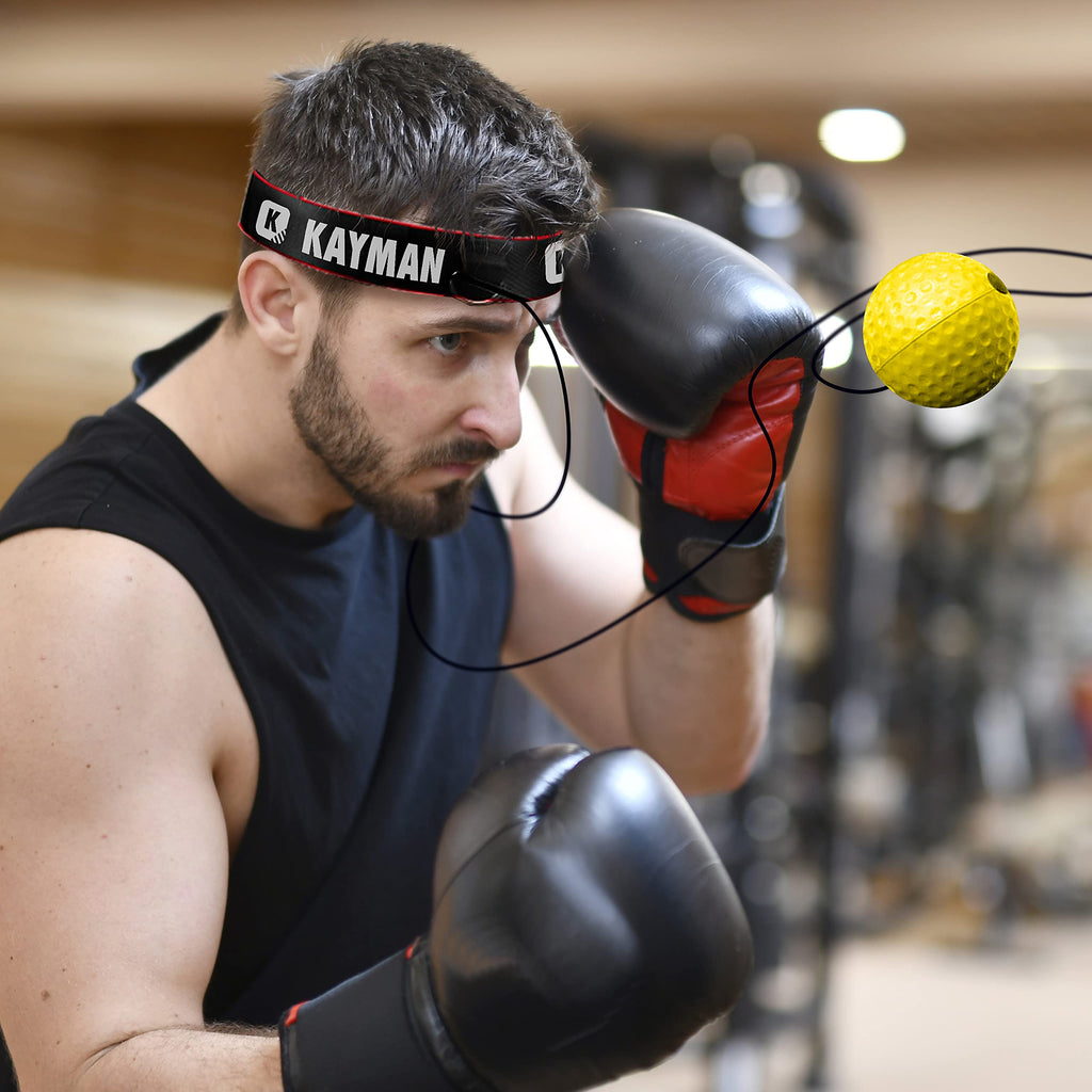 KAYMAN Boxing Reflex Ball – Headband Attached MMA Punch Training Ball, Speed & Reaction Fitness Equipment for Martial Arts, Combat Sports & Gym Exercise – Suitable for Adults & Children