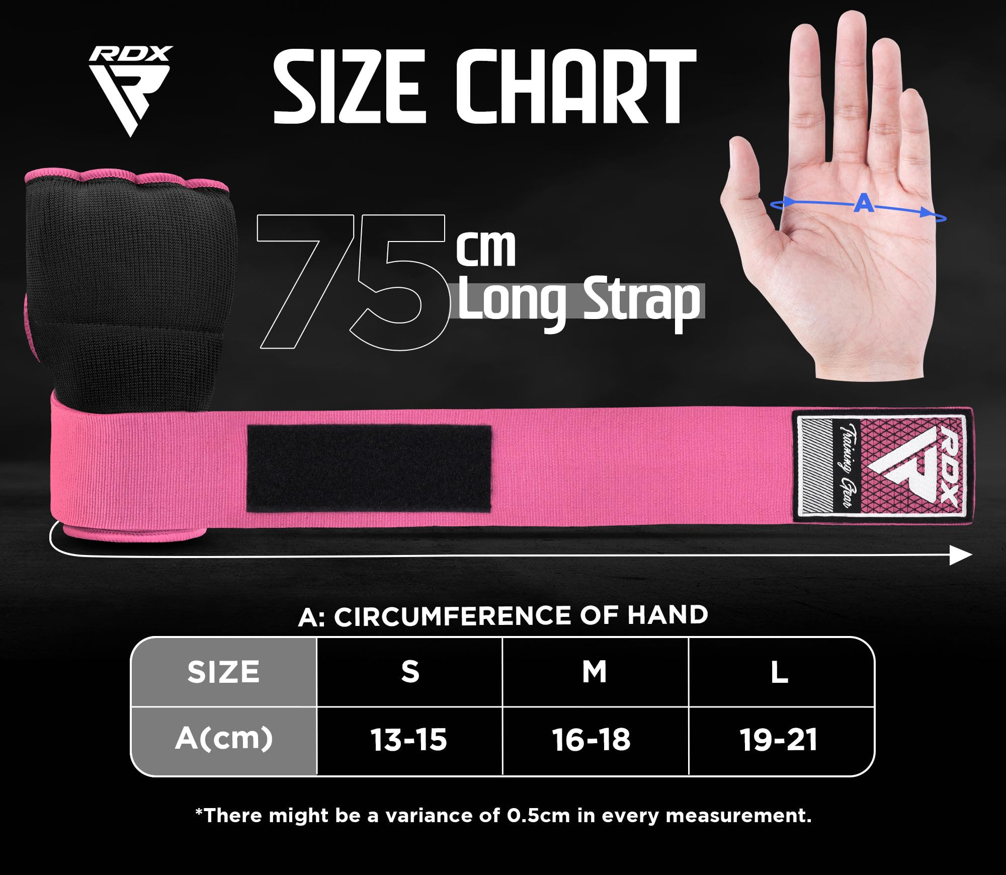 RDX Gel Boxing Hand Wraps Inner Gloves for Men Women, Quick 100cm Long Wrist Straps, Elasticated Padded Fist Hand Protection, Adults Kids, Muay Thai MMA Martial Arts Training Under Mitt Bandages