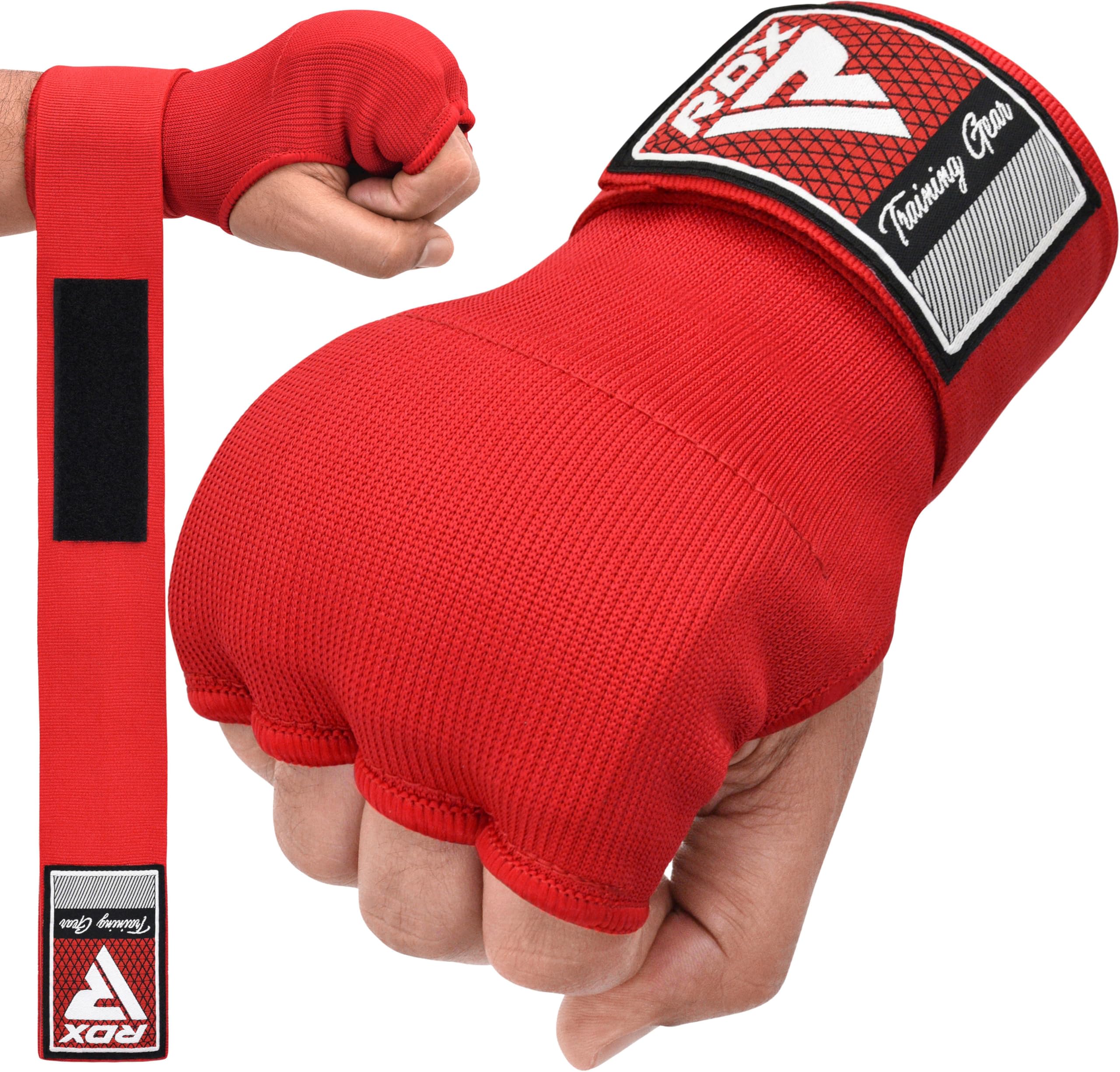 RDX Gel Boxing Hand Wraps Inner Gloves for Men Women, Quick 100cm Long Wrist Straps, Elasticated Padded Fist Hand Protection, Adults Kids, Muay Thai MMA Martial Arts Training Under Mitt Bandages