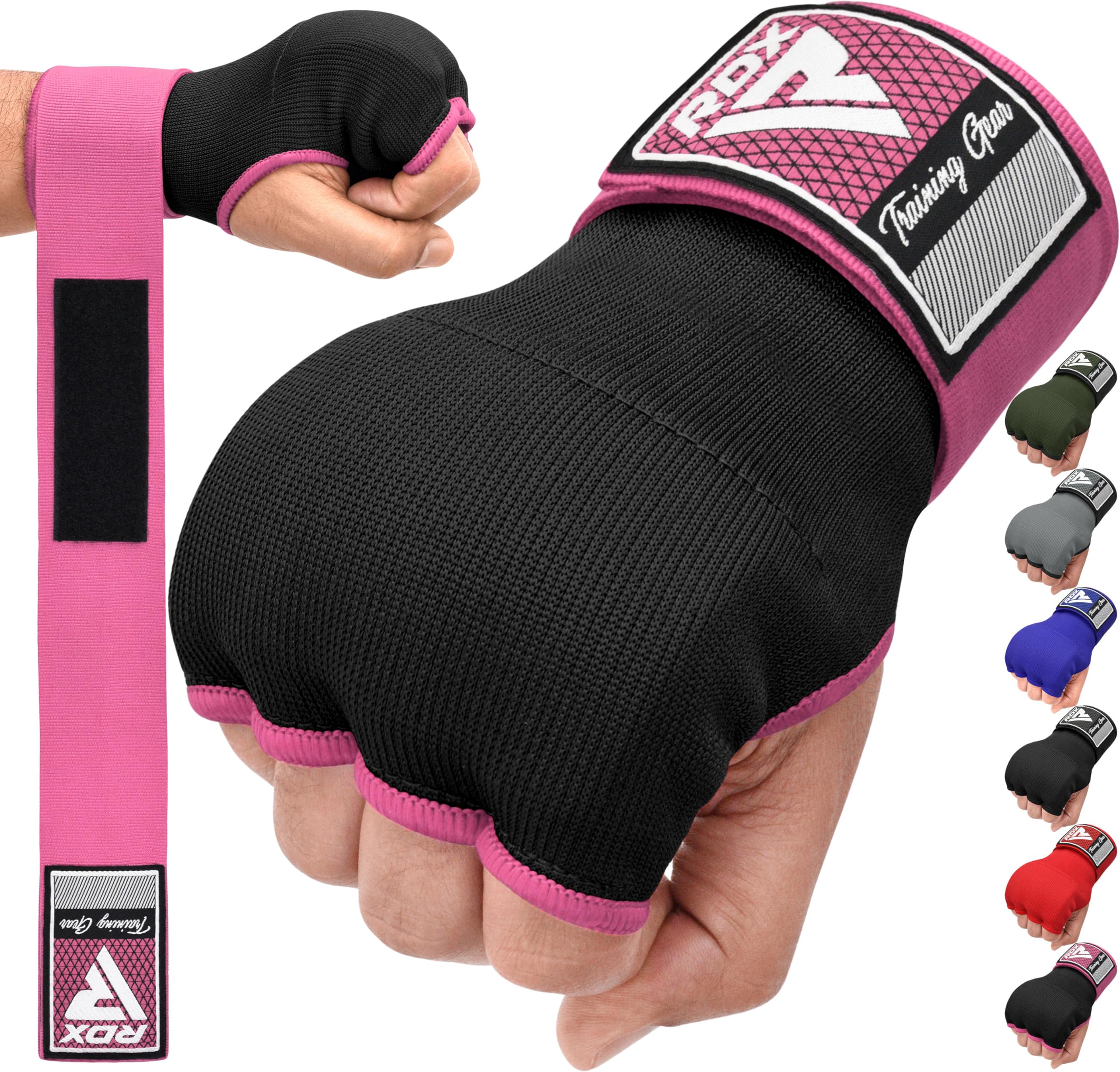 RDX Gel Boxing Hand Wraps Inner Gloves for Men Women, Quick 100cm Long Wrist Straps, Elasticated Padded Fist Hand Protection, Adults Kids, Muay Thai MMA Martial Arts Training Under Mitt Bandages