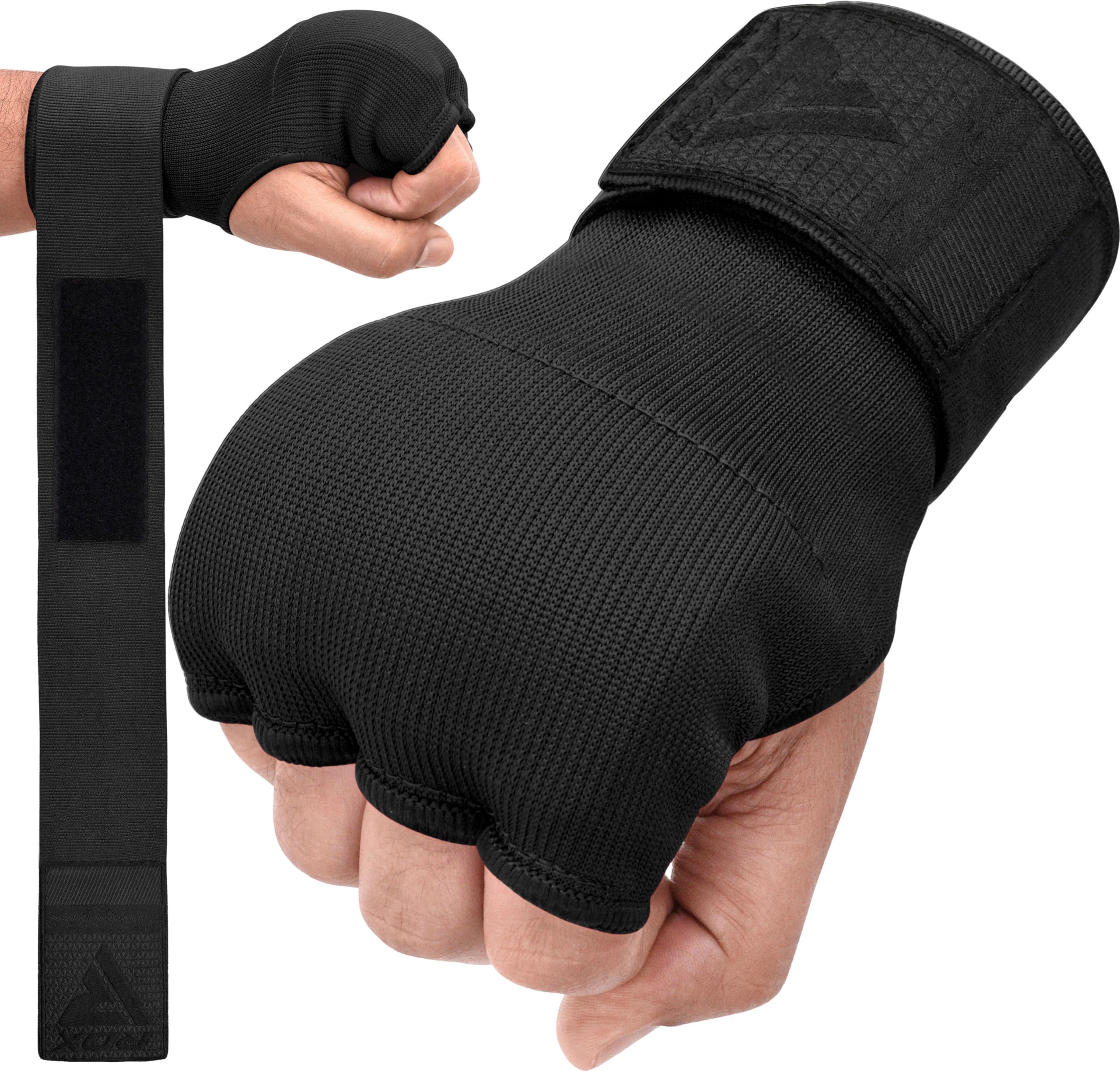 RDX Gel Boxing Hand Wraps Inner Gloves for Men Women, Quick 100cm Long Wrist Straps, Elasticated Padded Fist Hand Protection, Adults Kids, Muay Thai MMA Martial Arts Training Under Mitt Bandages